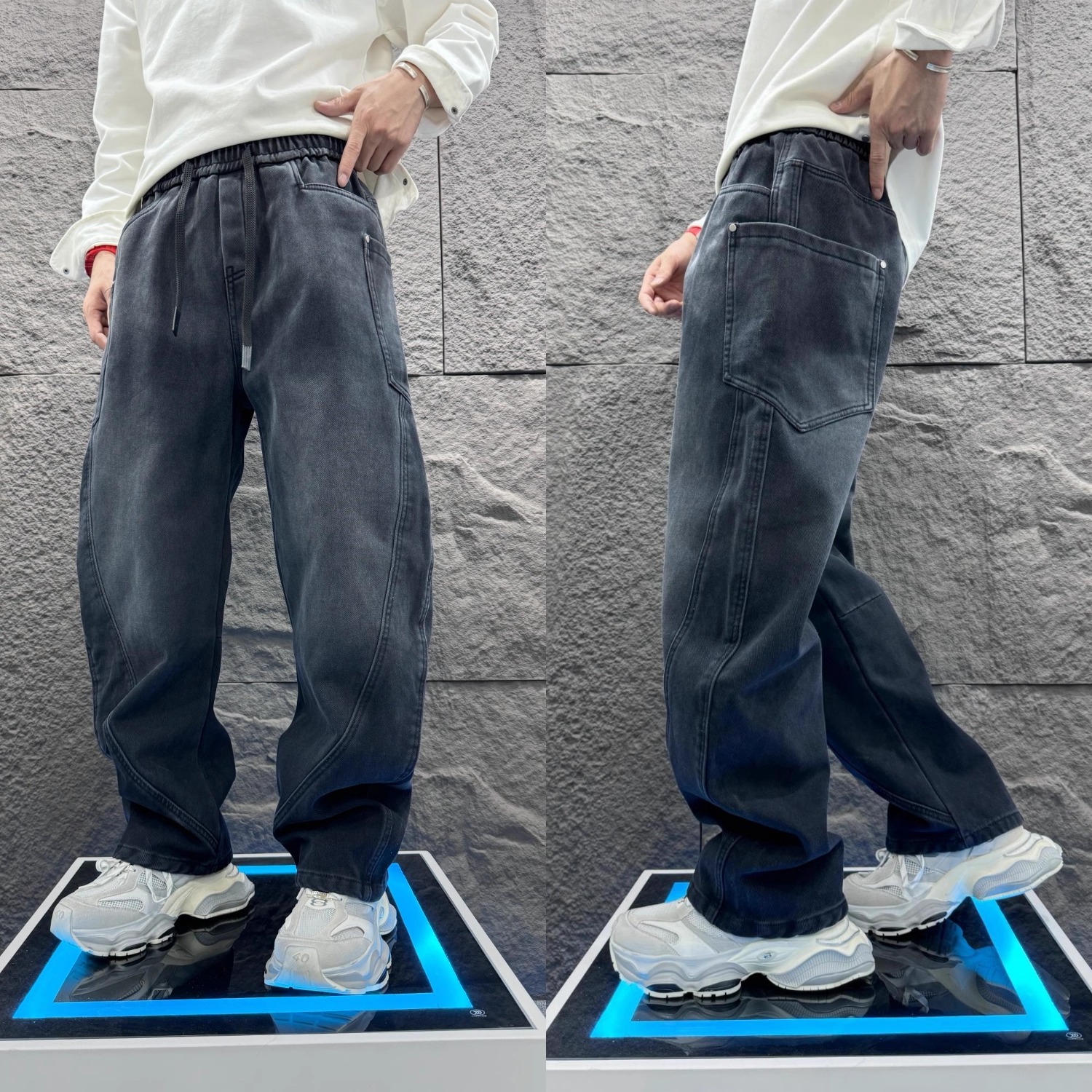 Mens Fashion Dark Grey Pants - New Men's Jeans Dark Grey Pants