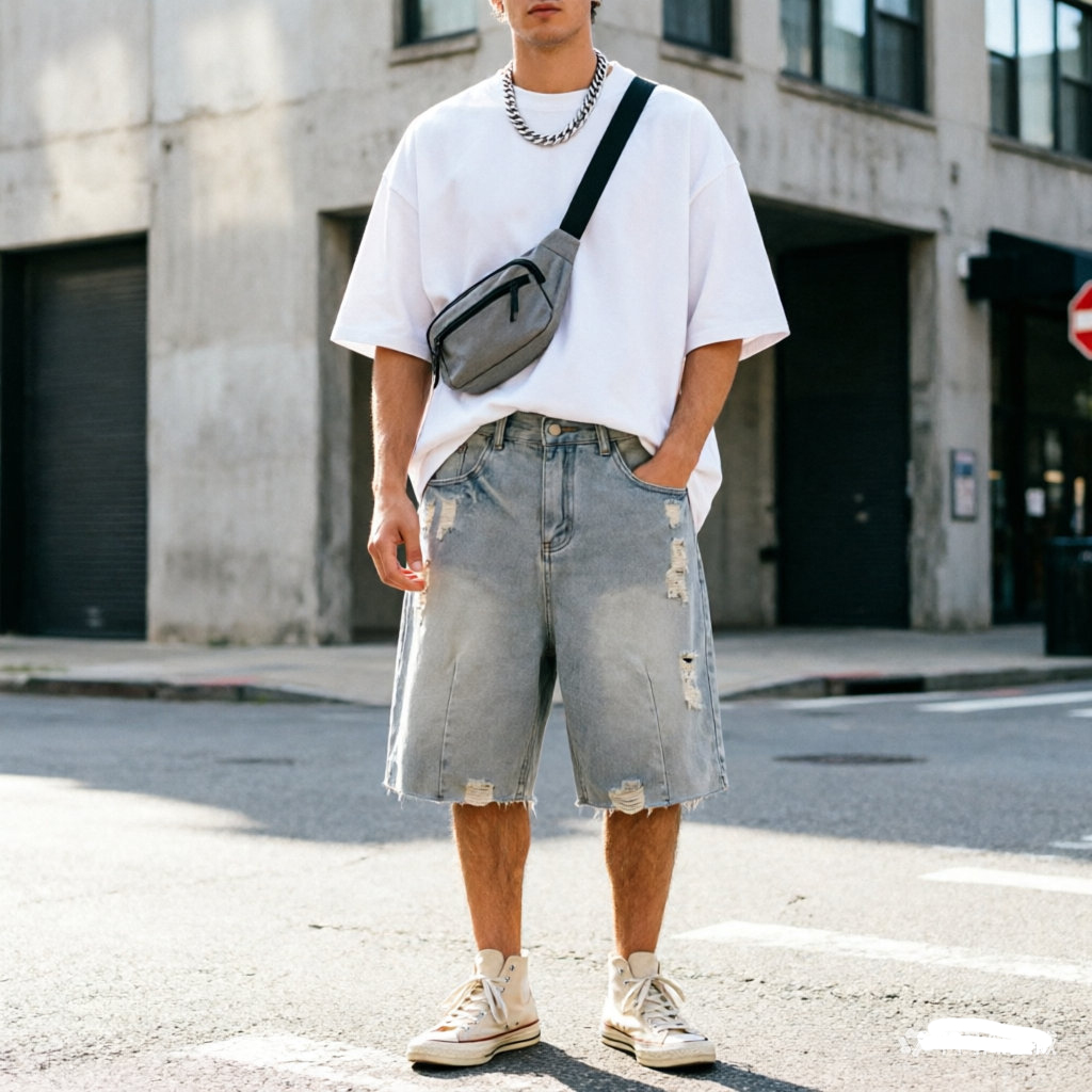 Men Fashion Jeans - Summer Men's Casual Jeans Shorts Loose