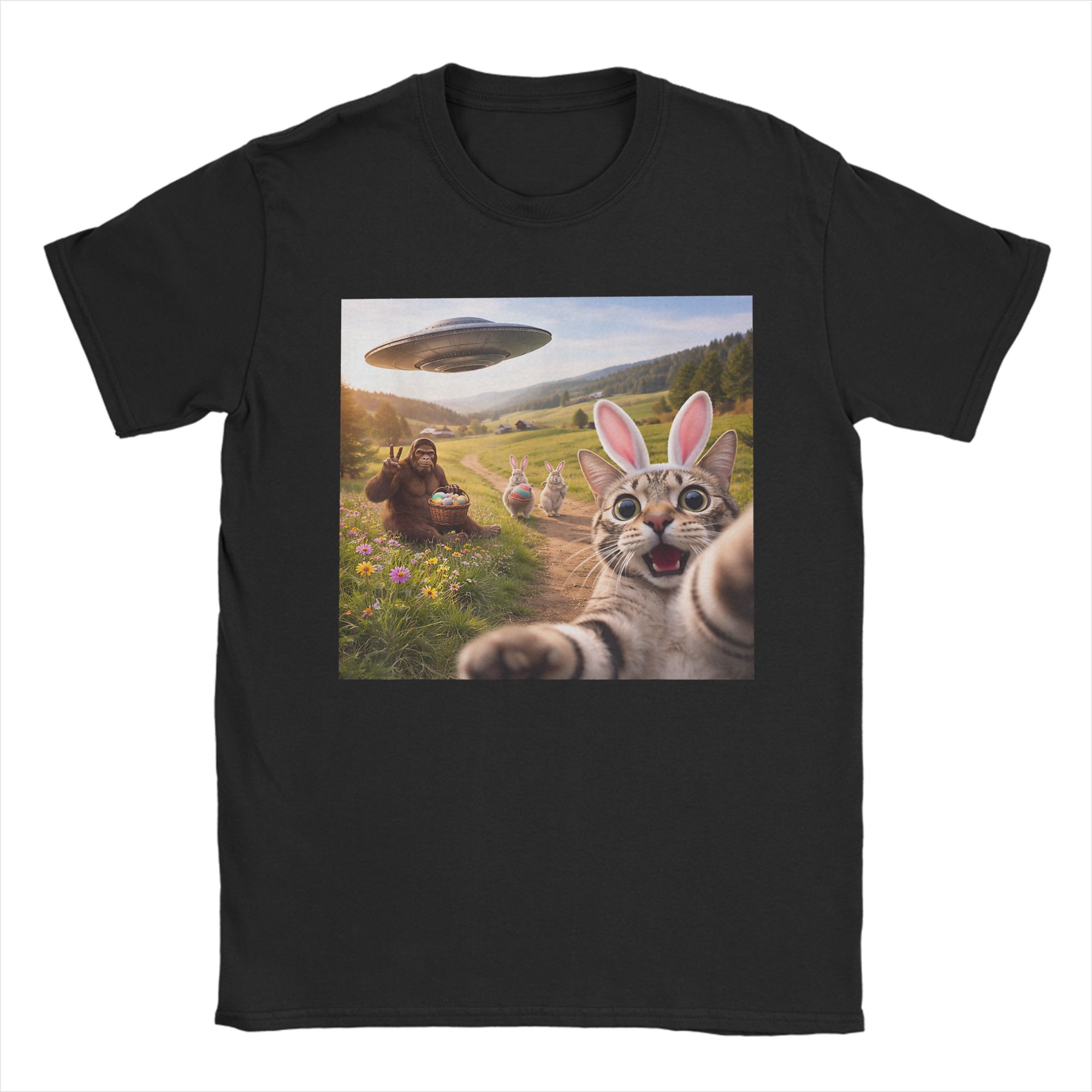 Men'S Fashion Easter - Funny Cat Selfie with Easter Bunny