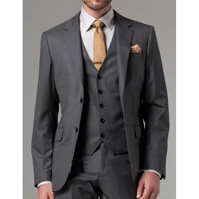 Mens Fashion Dark Grey Pants - Dark Grey Slim fit Men Suits