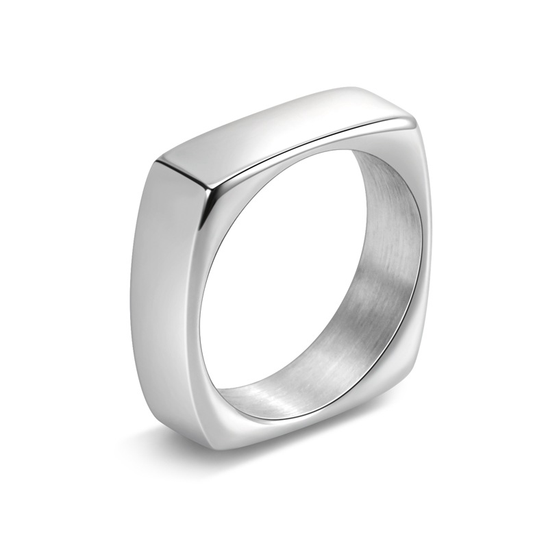 Men'S Fashion Easter - 6mm Wide Square Titanium Steel Ring
