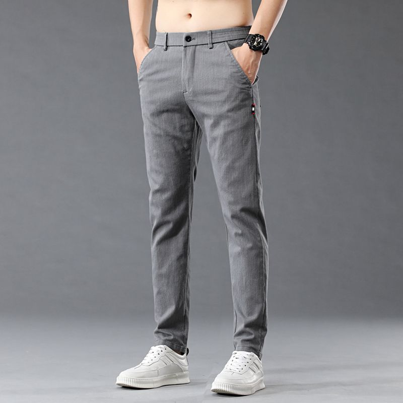 Mens Fashion Dark Grey Pants - Fashion Men Casual Straight Suit Pants
