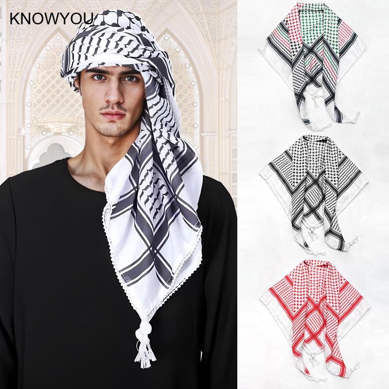 Men'S Fashion Head Scarf - Arab Keffiyeh Muslim Hijab Shemagh Headscarf