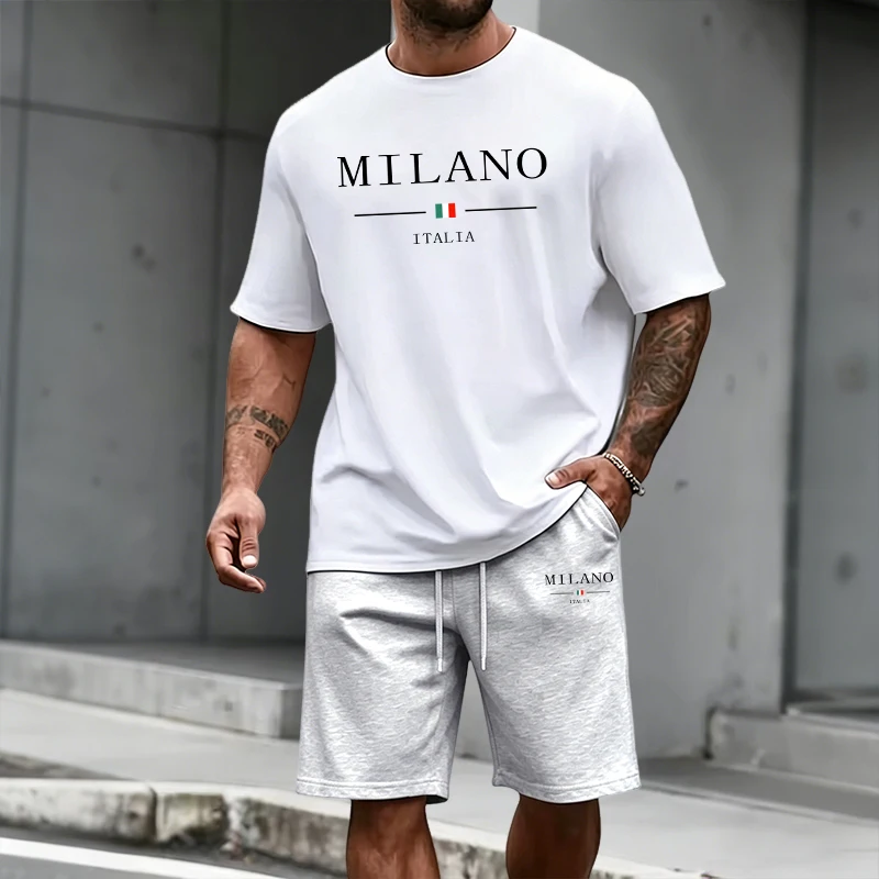 Mens Fashion Trend - Men's Tracksuit Short Sleeve Top and