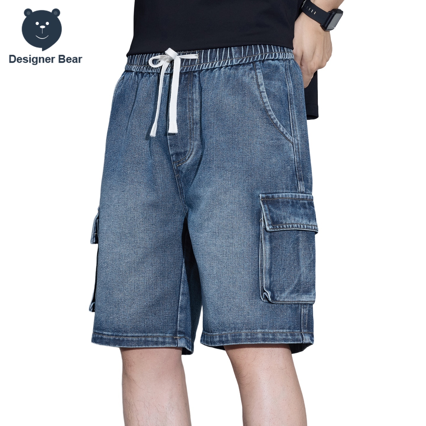 Men Fashion Jeans - Men's Multi-Pocket Cargo Denim Shorts Summer