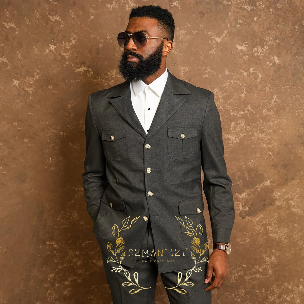 Mens Fashion Dark Grey Pants - Affrican Dark Grey Men's Suits Fashion
