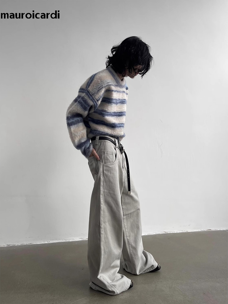 Mauroicardi Autumn Grey Flowy  – Mens Fashion Dark Grey Pants recenzja i cena