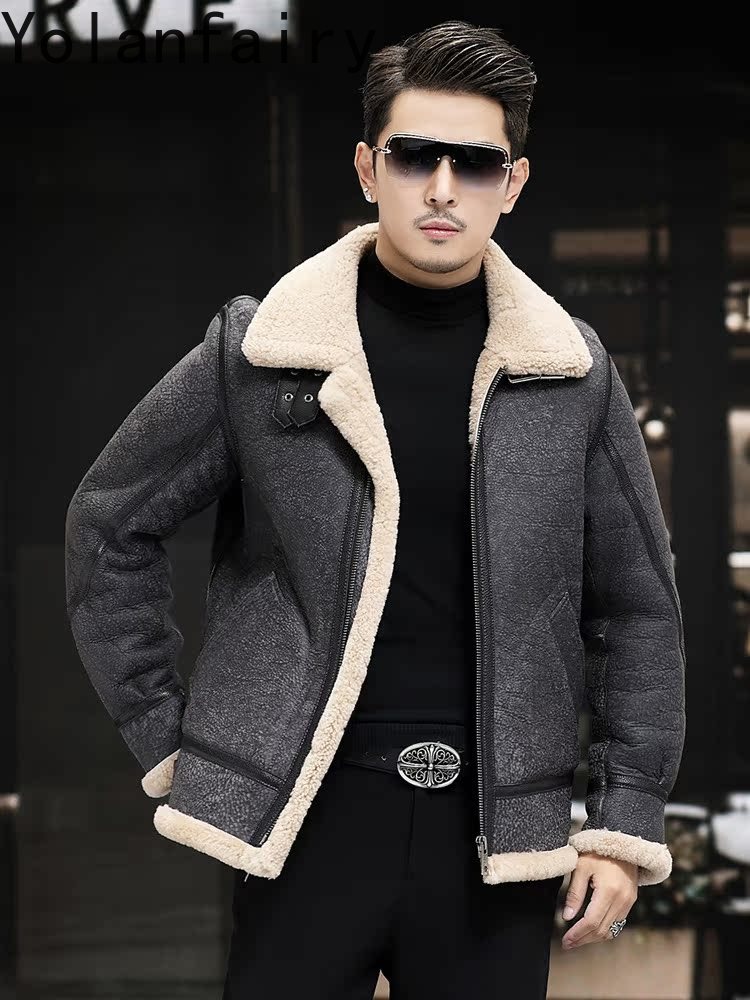YOLANFAIRY Real Leather Jacket – Men'S Fashion Zipper Jacket recenzja i cena
