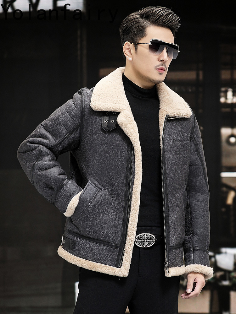 YOLANFAIRY Real Leather Jacket – Men'S Fashion Zipper Jacket recenzja i cena