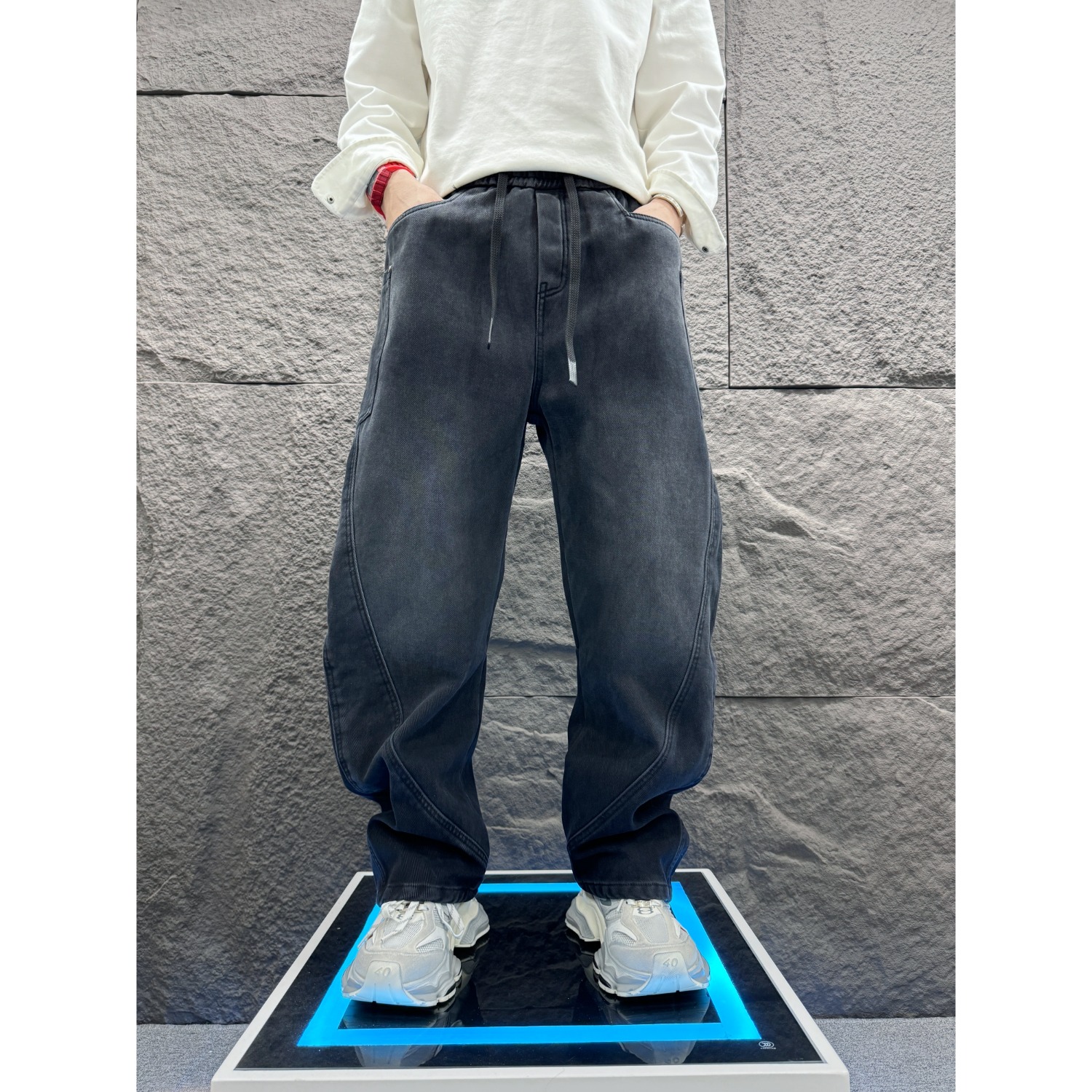 New Men's Jeans Dark Grey Pant – Mens Fashion Dark Grey Pants recenzja i cena