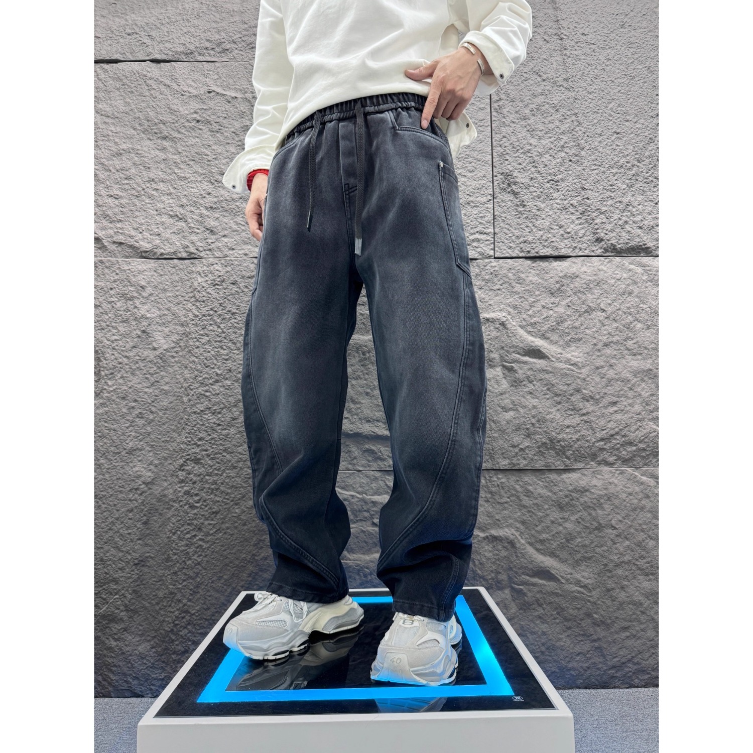 New Men's Jeans Dark Grey Pant – Mens Fashion Dark Grey Pants recenzja i cena