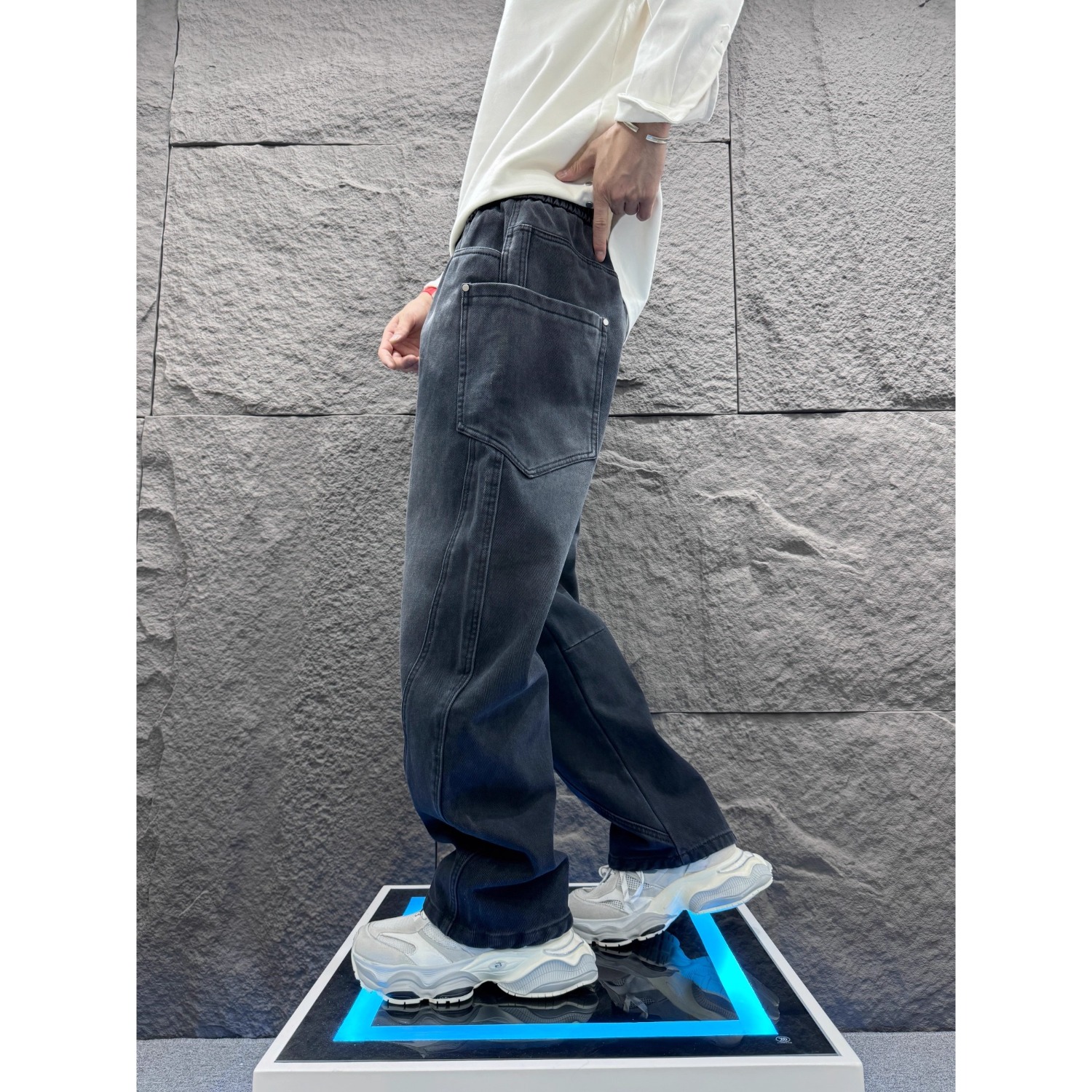 New Men's Jeans Dark Grey Pant – Mens Fashion Dark Grey Pants recenzja i cena
