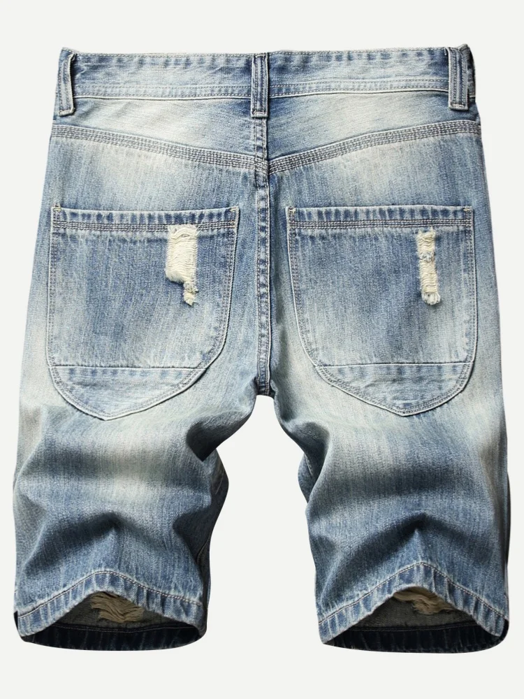 Retro Ripped Men's Denim Short – Men Fashion Jeans recenzja i cena