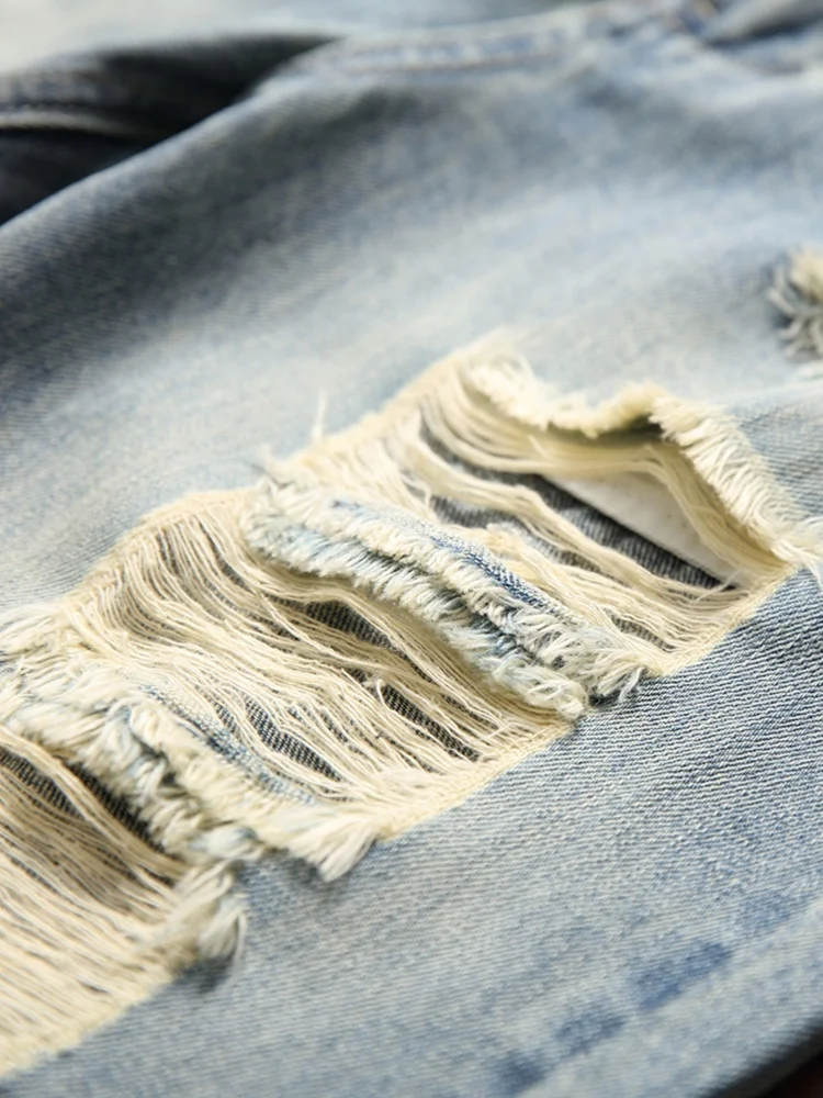 Retro Ripped Men's Denim Short – Men Fashion Jeans recenzja i cena
