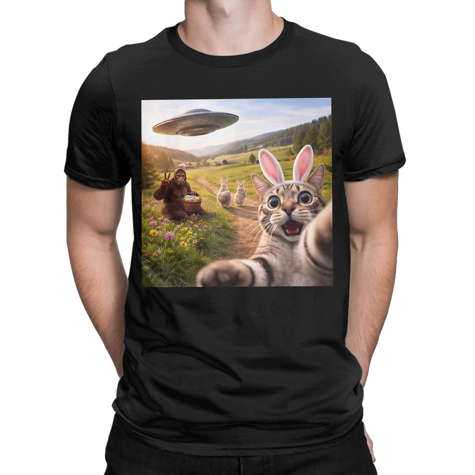 Funny Cat Selfie with Easter B – Men'S Fashion Easter recenzja i cena