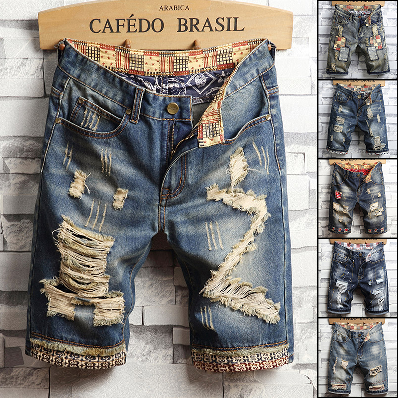 Ripped Hip-hop Denim Shorts Me – Men Fashion Jeans recenzja i cena