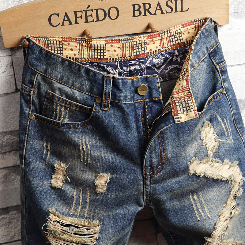 Ripped Hip-hop Denim Shorts Me – Men Fashion Jeans recenzja i cena