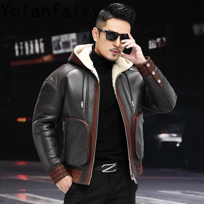 YOLANFAIRY Natural Wool Fur Co – Men'S Fashion Zipper Jacket recenzja i cena