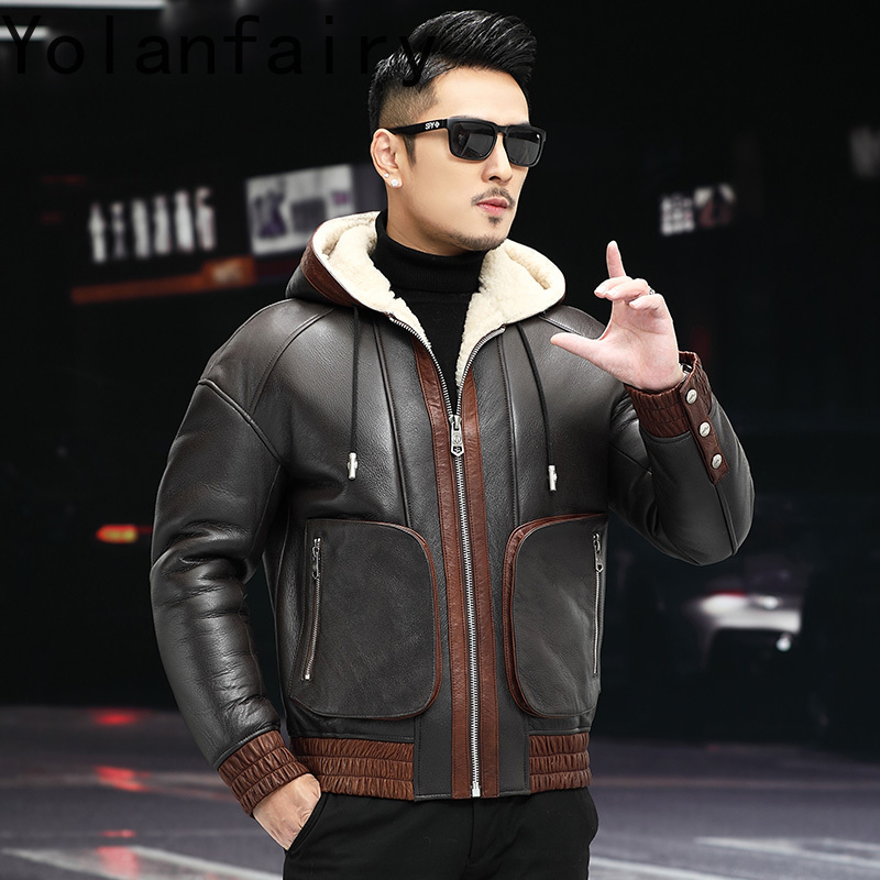 YOLANFAIRY Natural Wool Fur Co – Men'S Fashion Zipper Jacket recenzja i cena