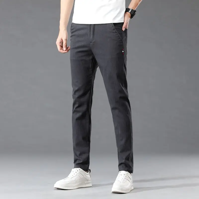 Fashion Men Slim Fit Elasticit – Mens Fashion Dark Grey Pants recenzja i cena