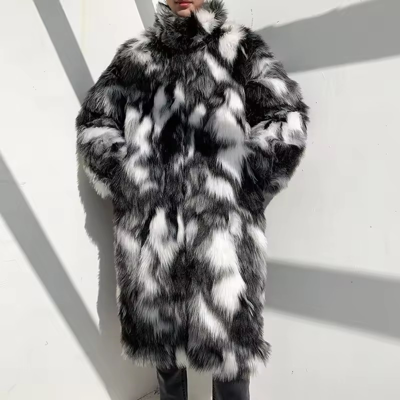 Winter Hip Hop Long Faux Fur C – Men'S Fashion Zipper Jacket recenzja i cena