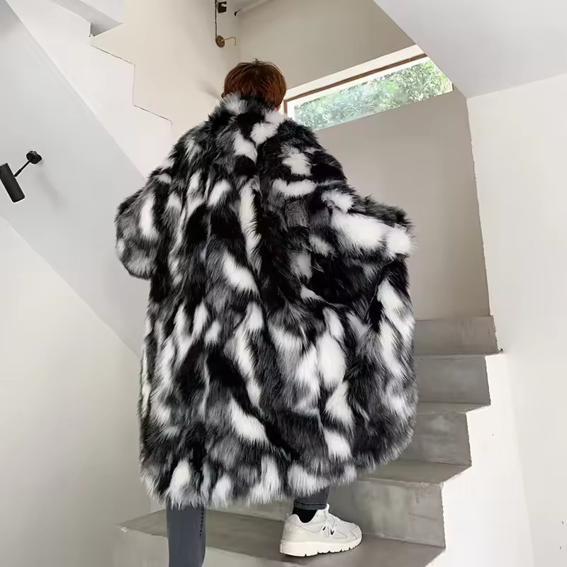 Winter Hip Hop Long Faux Fur C – Men'S Fashion Zipper Jacket recenzja i cena