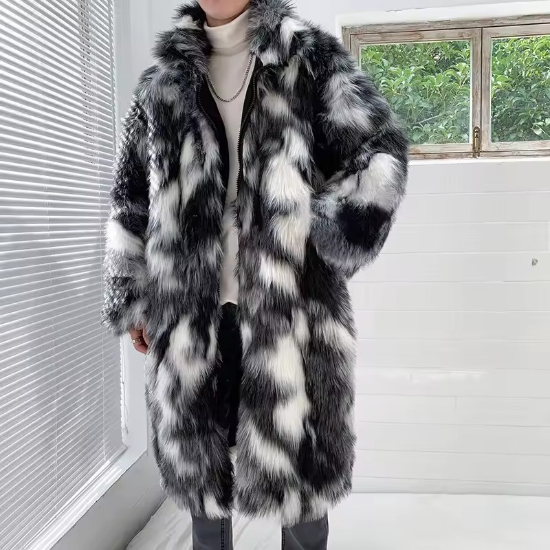 Winter Hip Hop Long Faux Fur C – Men'S Fashion Zipper Jacket recenzja i cena