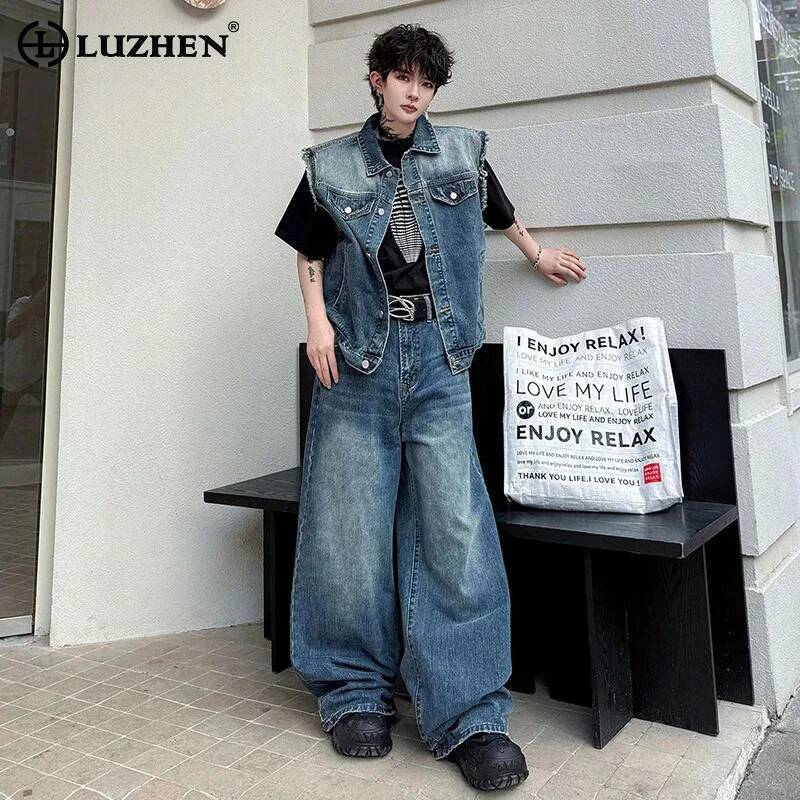 LUZHEN 2026 Summer Denim Two-p – Men Fashion Jeans recenzja i cena