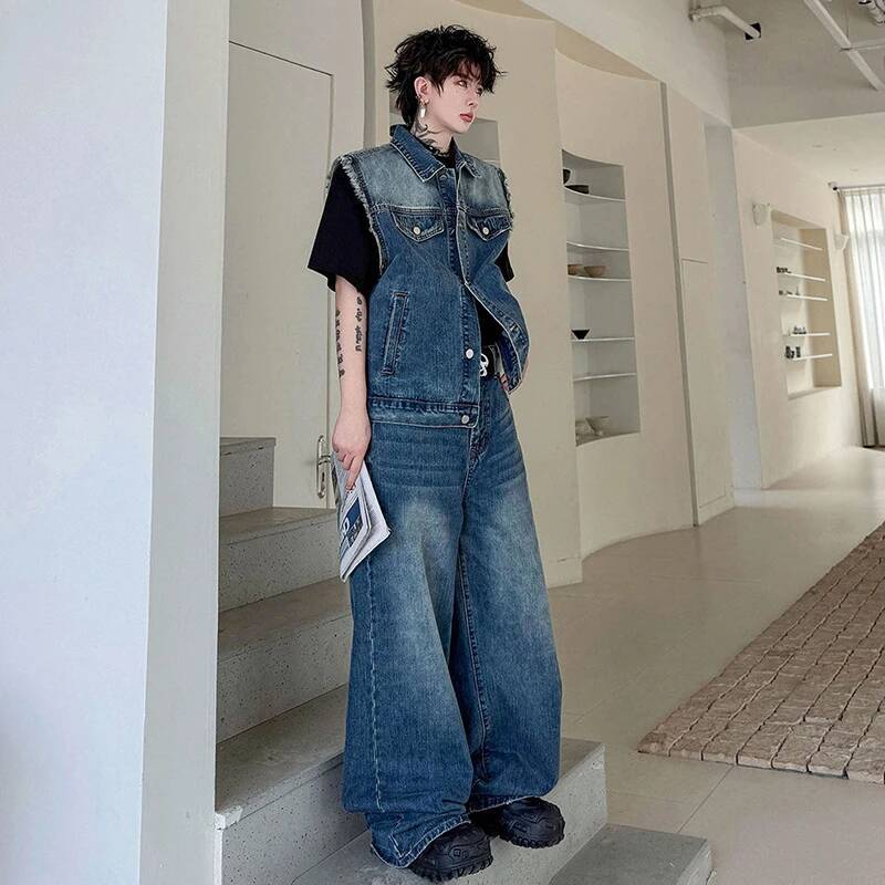 LUZHEN 2026 Summer Denim Two-p – Men Fashion Jeans recenzja i cena