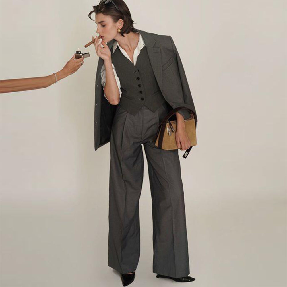 Dark Grey Men Suits High Quali – Mens Fashion Dark Grey Pants recenzja i cena