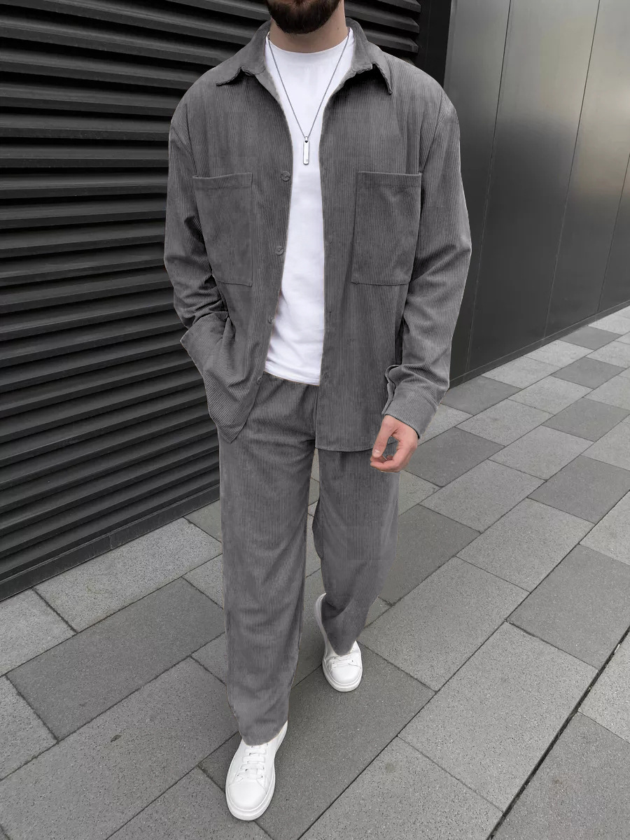 Men's corduroy two-piece outfi – Men'S Fashion Usa recenzja i cena