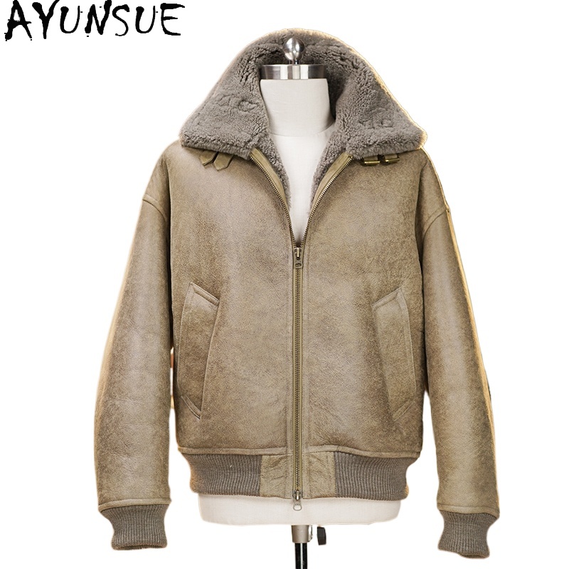 AYUNSUE High-end Natural Fur C – Men'S Fashion Zipper Jacket recenzja i cena