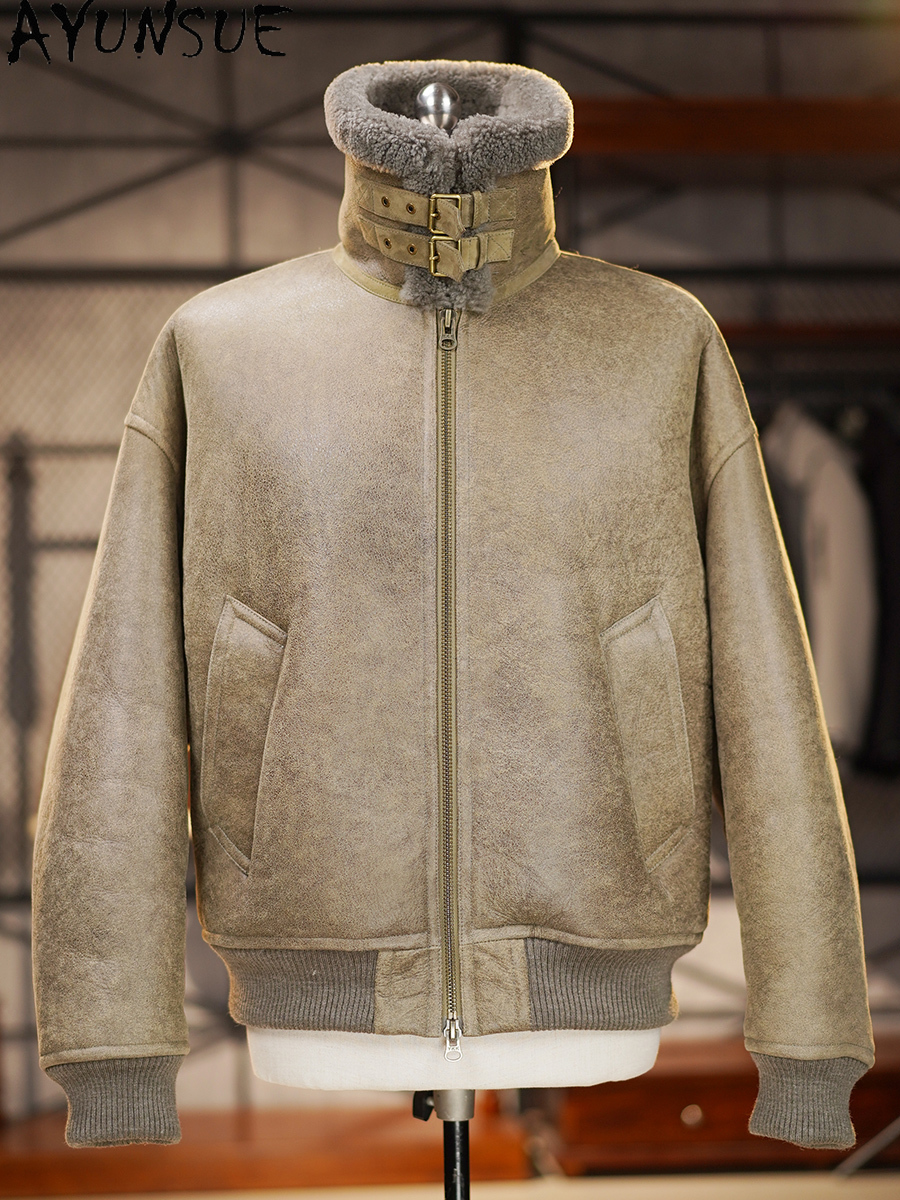 AYUNSUE High-end Natural Fur C – Men'S Fashion Zipper Jacket recenzja i cena