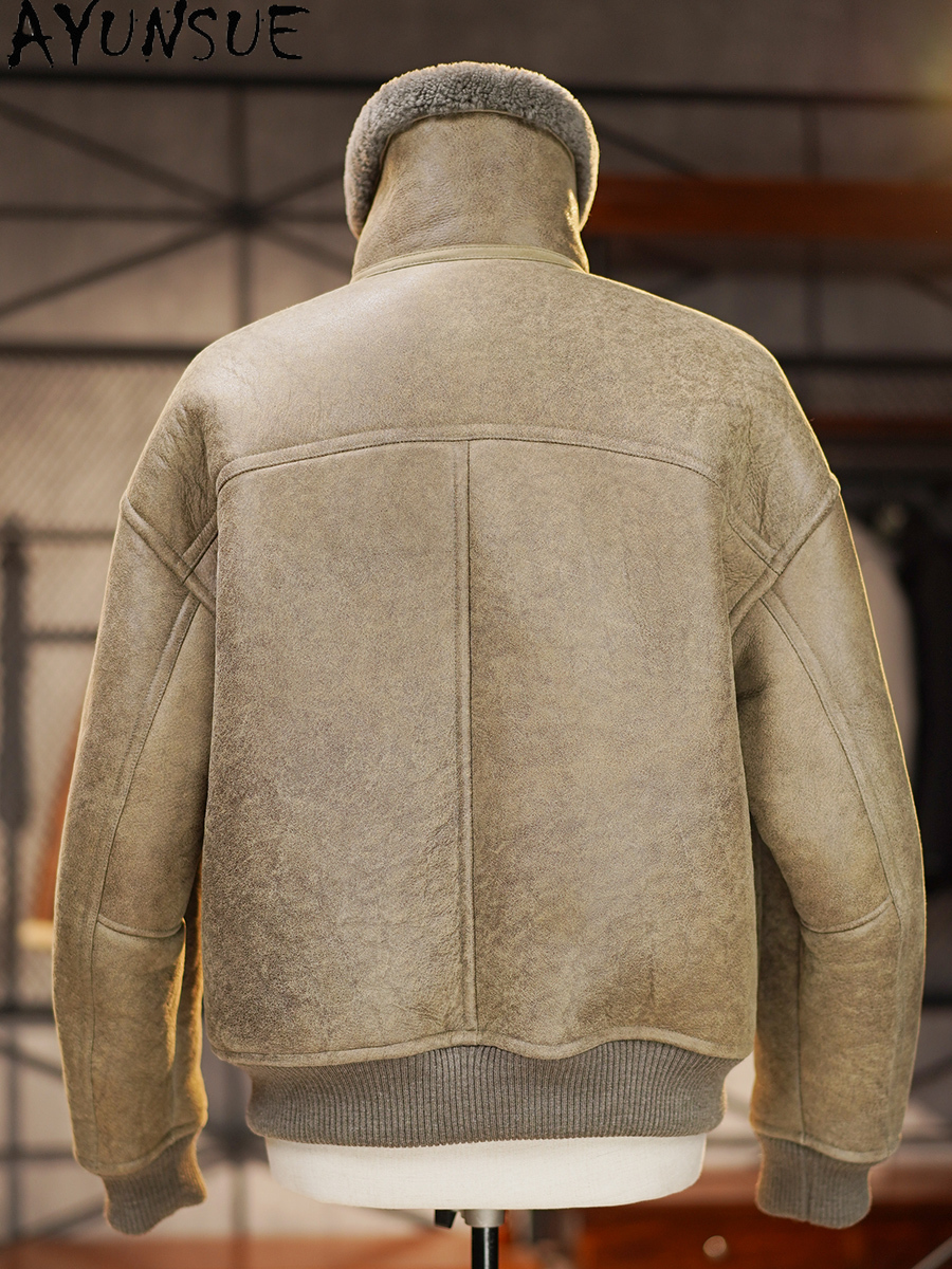 AYUNSUE High-end Natural Fur C – Men'S Fashion Zipper Jacket recenzja i cena