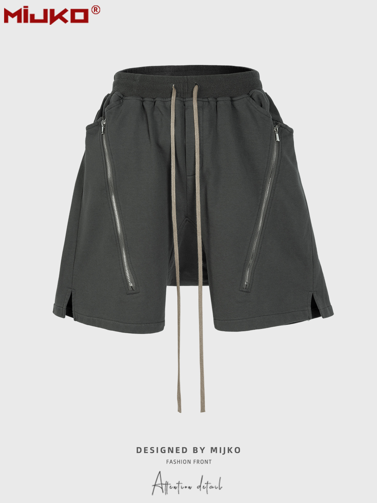MIJKO Black Dark Grey Shorts M – Mens Fashion Dark Grey Pants recenzja i cena
