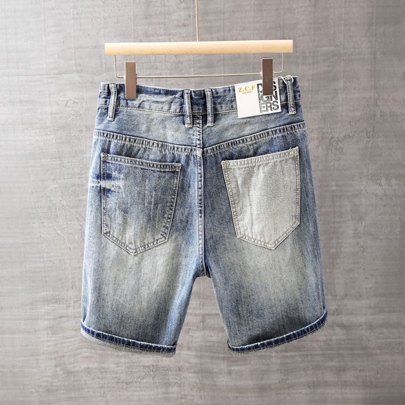 Men's Short Jeans Pants with P – Men Fashion Jeans recenzja i cena