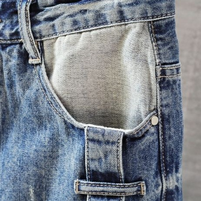 Men's Short Jeans Pants with P – Men Fashion Jeans recenzja i cena