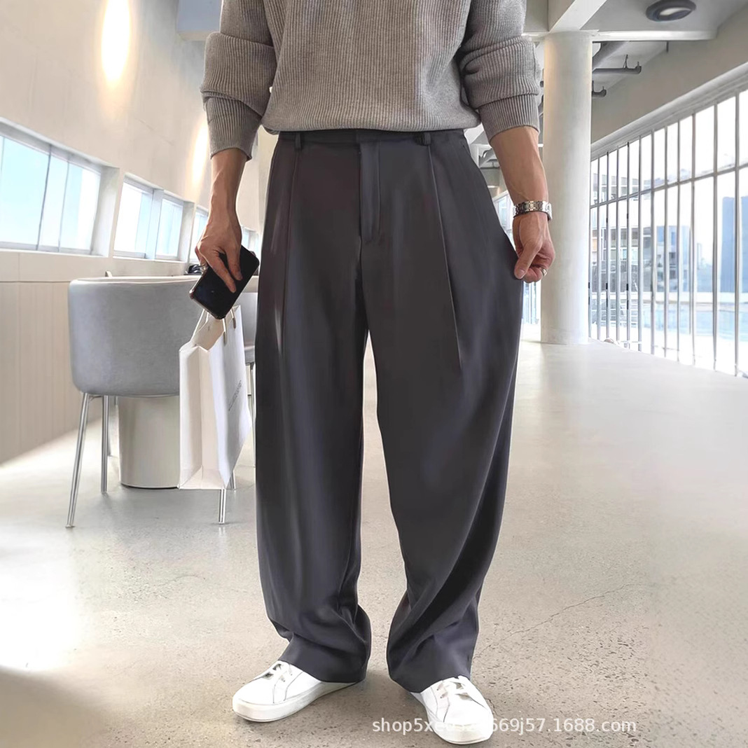 French Style Fashion Men's Bla – Mens Fashion Dark Grey Pants recenzja i cena