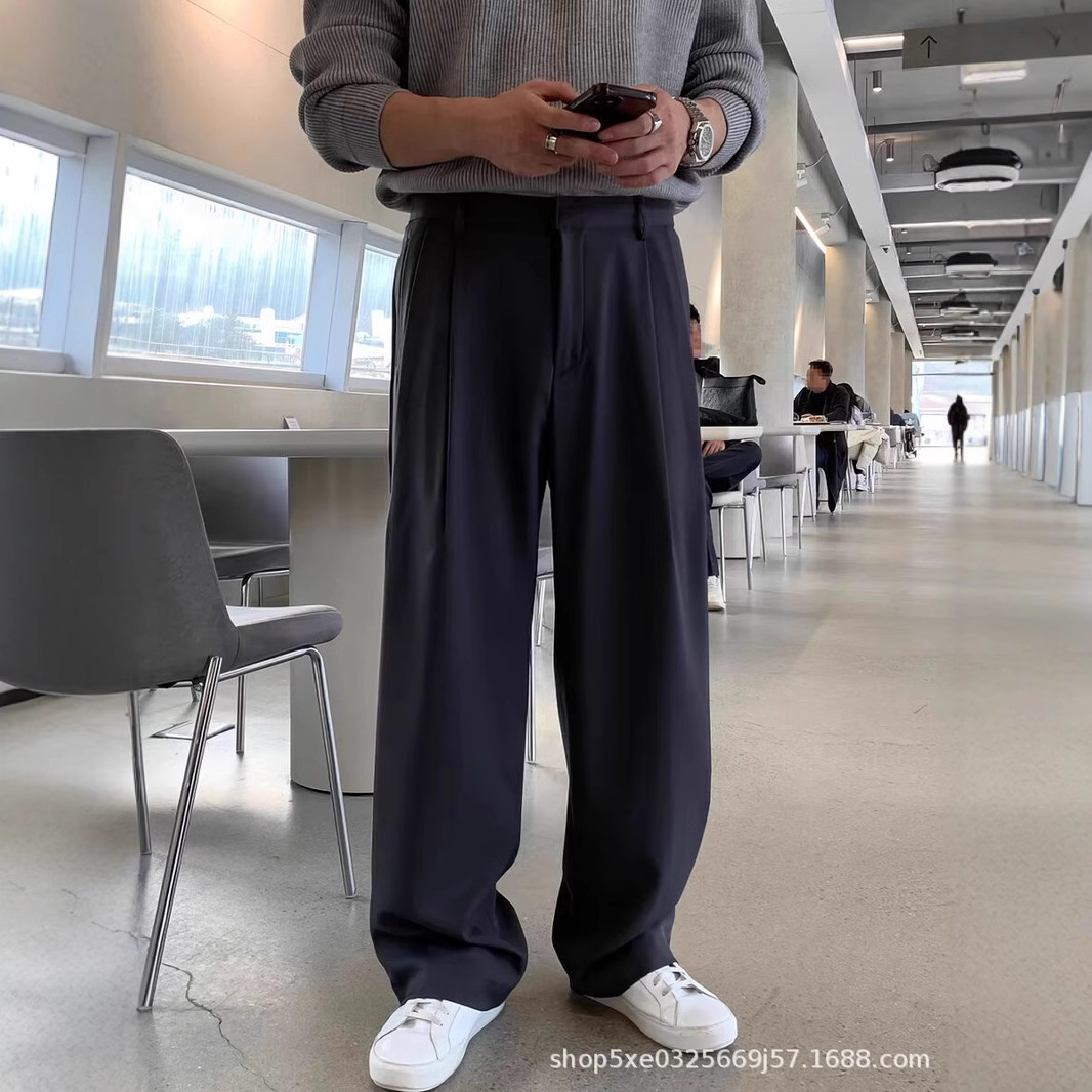 French Style Fashion Men's Bla – Mens Fashion Dark Grey Pants recenzja i cena
