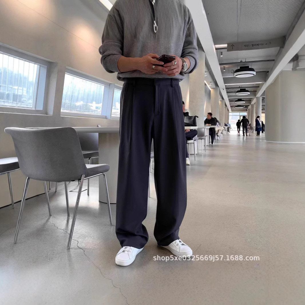 French Style Fashion Men's Bla – Mens Fashion Dark Grey Pants recenzja i cena