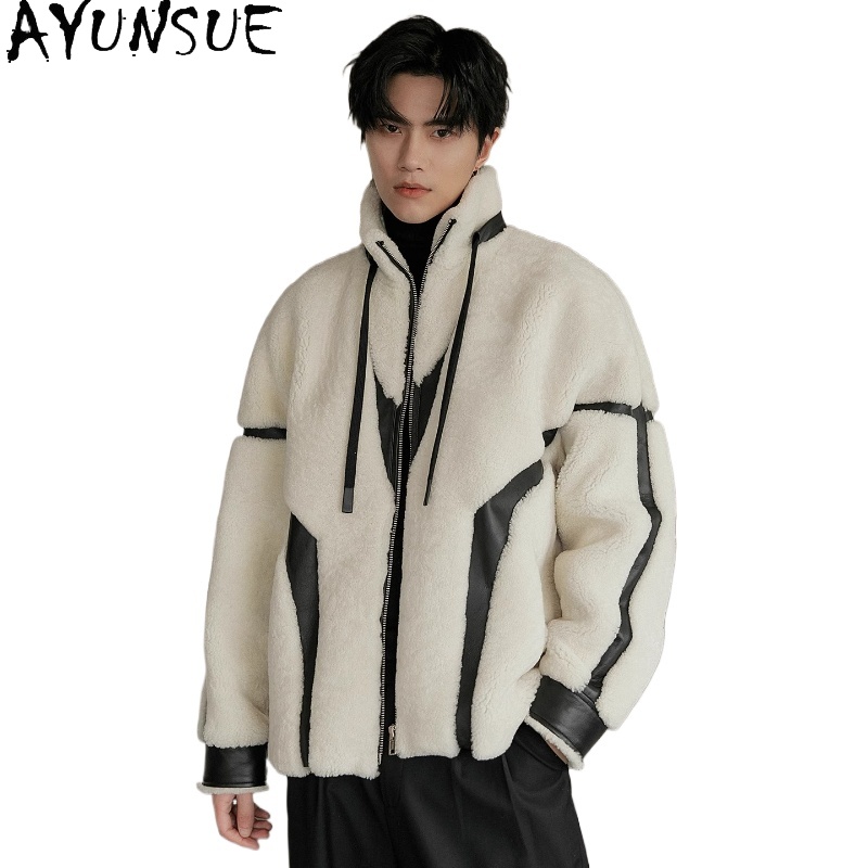AYUNSUE Luxury Natural Fur Coa – Men'S Fashion Zipper Jacket recenzja i cena