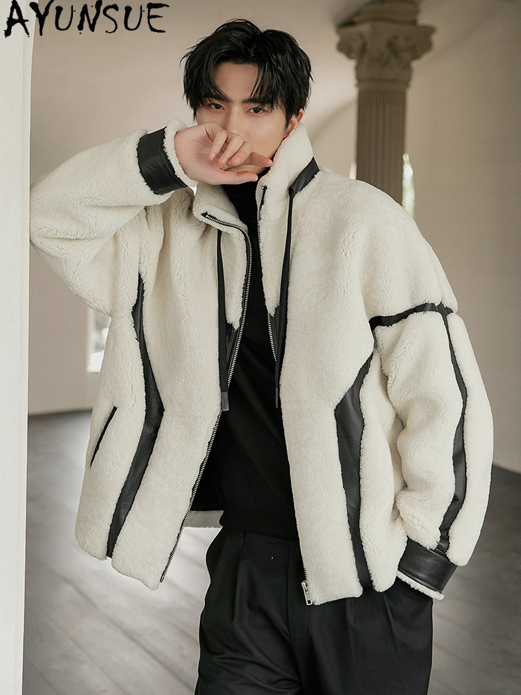 AYUNSUE Luxury Natural Fur Coa – Men'S Fashion Zipper Jacket recenzja i cena