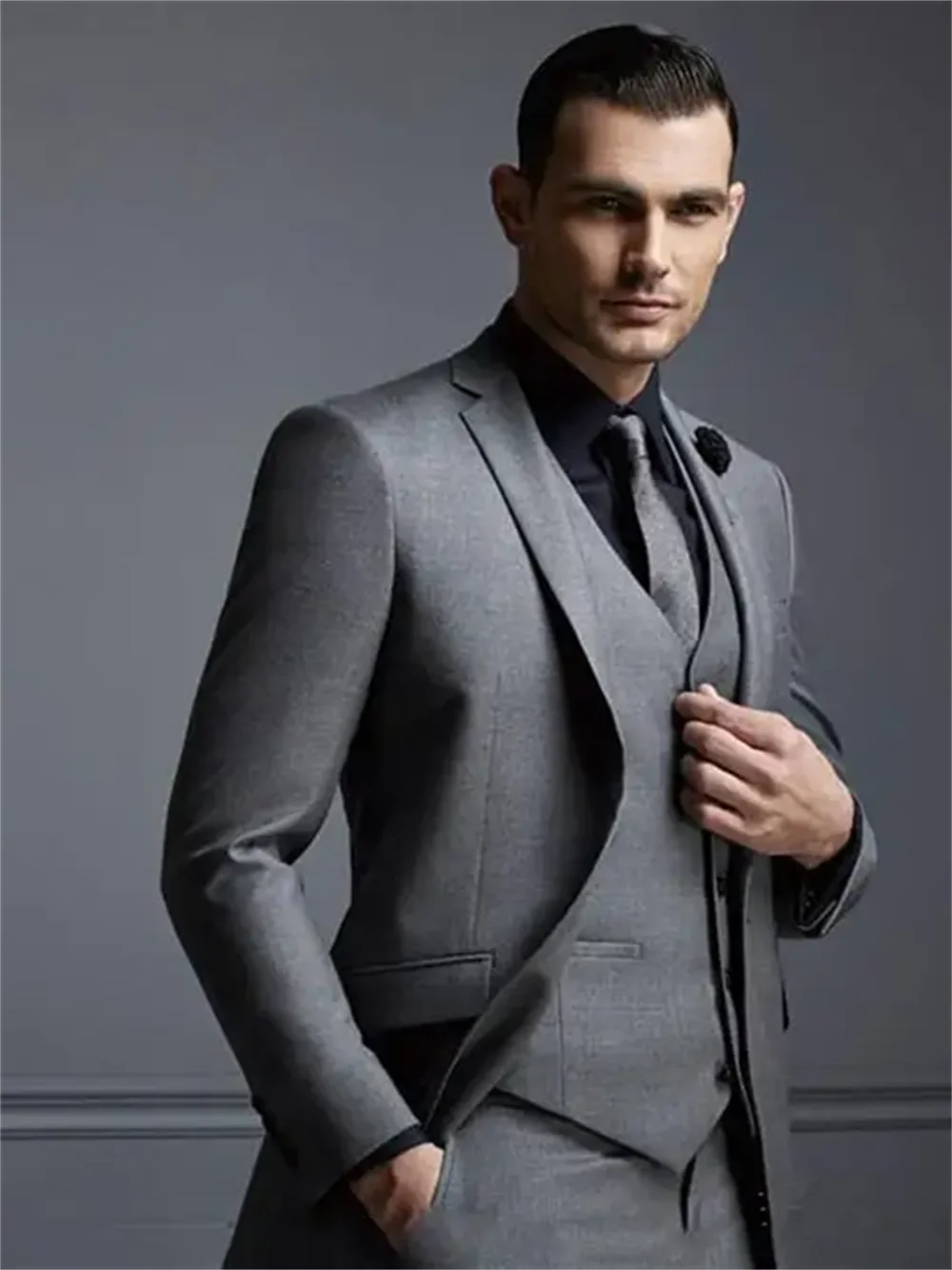 3 pieces Dark Grey Mens Suit N – Mens Fashion Dark Grey Pants recenzja i cena