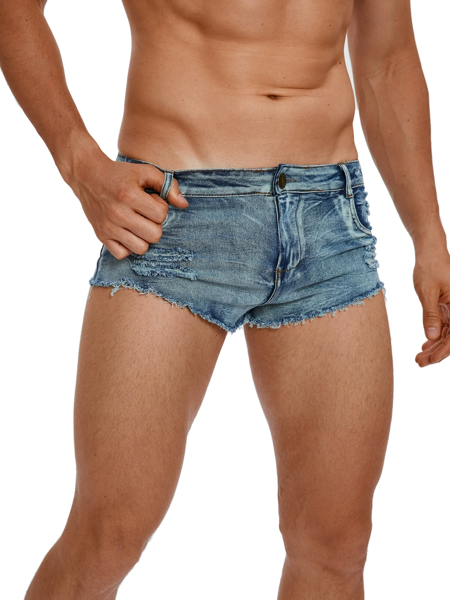 Men's Low Waist Jeans Shorts F – Men Fashion Jeans recenzja i cena