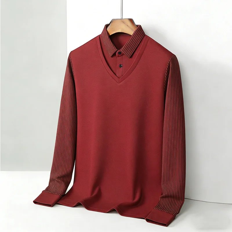 Men's Fake Two Piece Shirt Col – Men'S Fashion Usa recenzja i cena