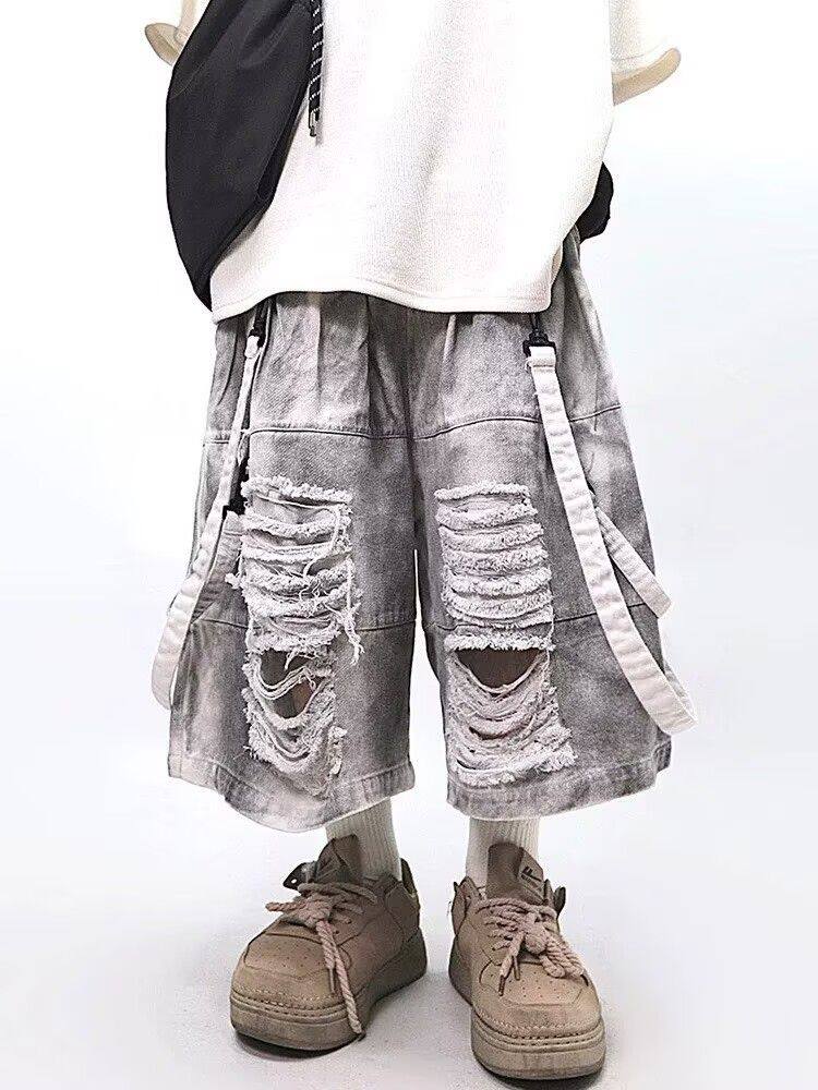 Retro Hip-hop Men's Ripped Jea – Men Fashion Jeans recenzja i cena