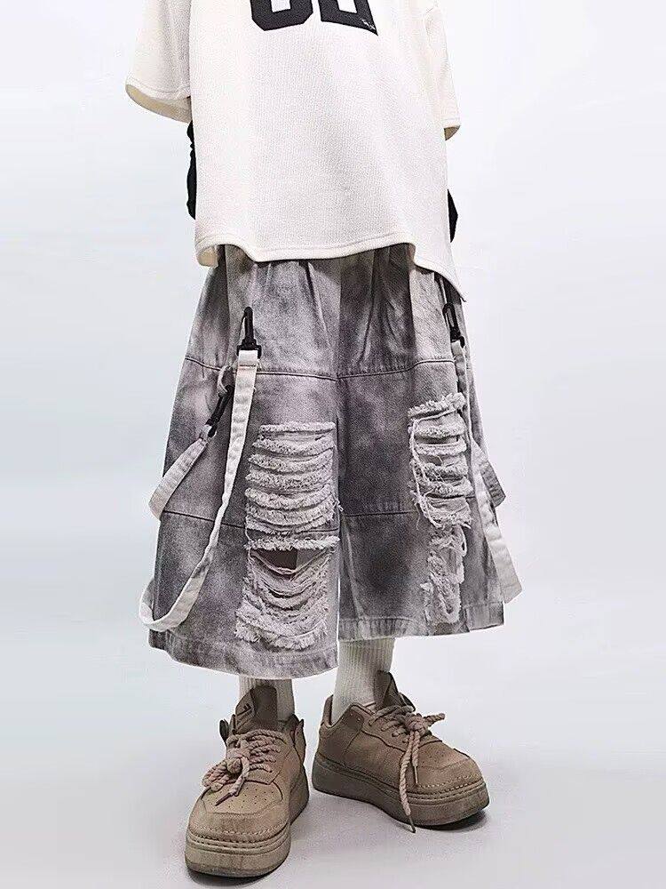 Retro Hip-hop Men's Ripped Jea – Men Fashion Jeans recenzja i cena