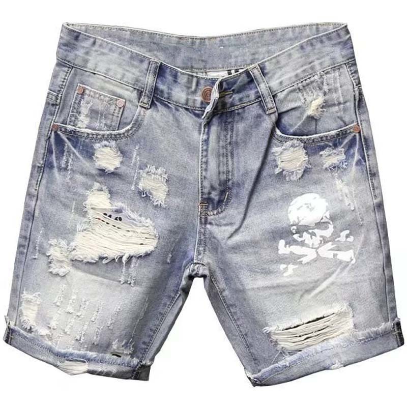 Summer Men's Worn Bead Hole Be – Men Fashion Jeans recenzja i cena